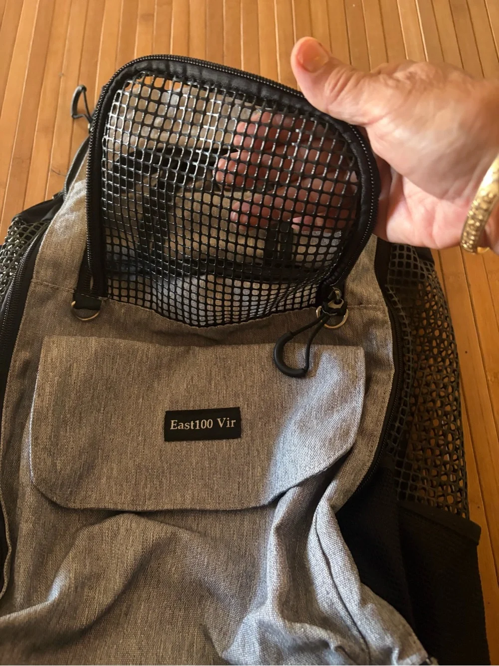 Gray and Black Small Pet Carrier Backpack